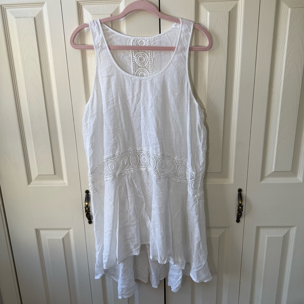 La Blanca White Crochet Asymmetrical Swimsuit Cover Up Dress Womens Size XL